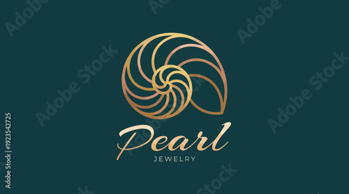 This logo displays a beautifully designed nautilus shell, elegantly reflecting the essence of pearl jewelry, sophistication, and graceful beauty ideal for high-end accessory brands.