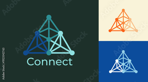 A stylish logo featuring interconnected triangles, symbolizing connectivity, collaboration, and technology for modern professional services and platforms.