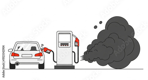 Car Refueling with Smoke Emission.