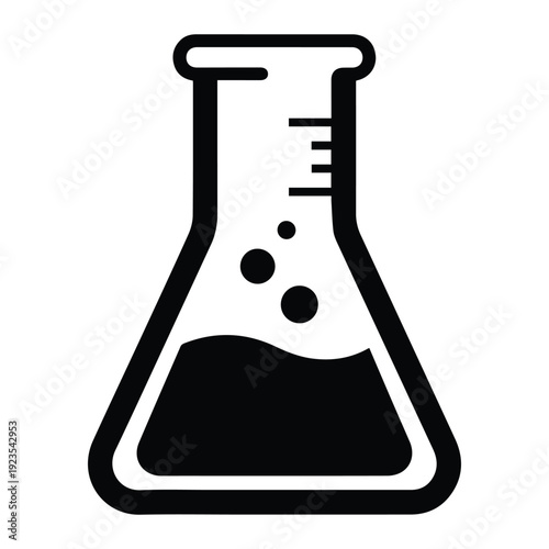 Science and Experiment Laboratory Flask icon Silhouette vector black on a white background