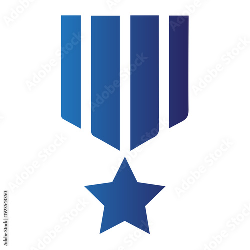 A blue medal with a star emblem, symbolizing achievement, recognition, and honor