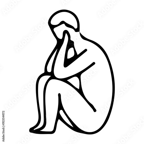 Person Sitting in Thought