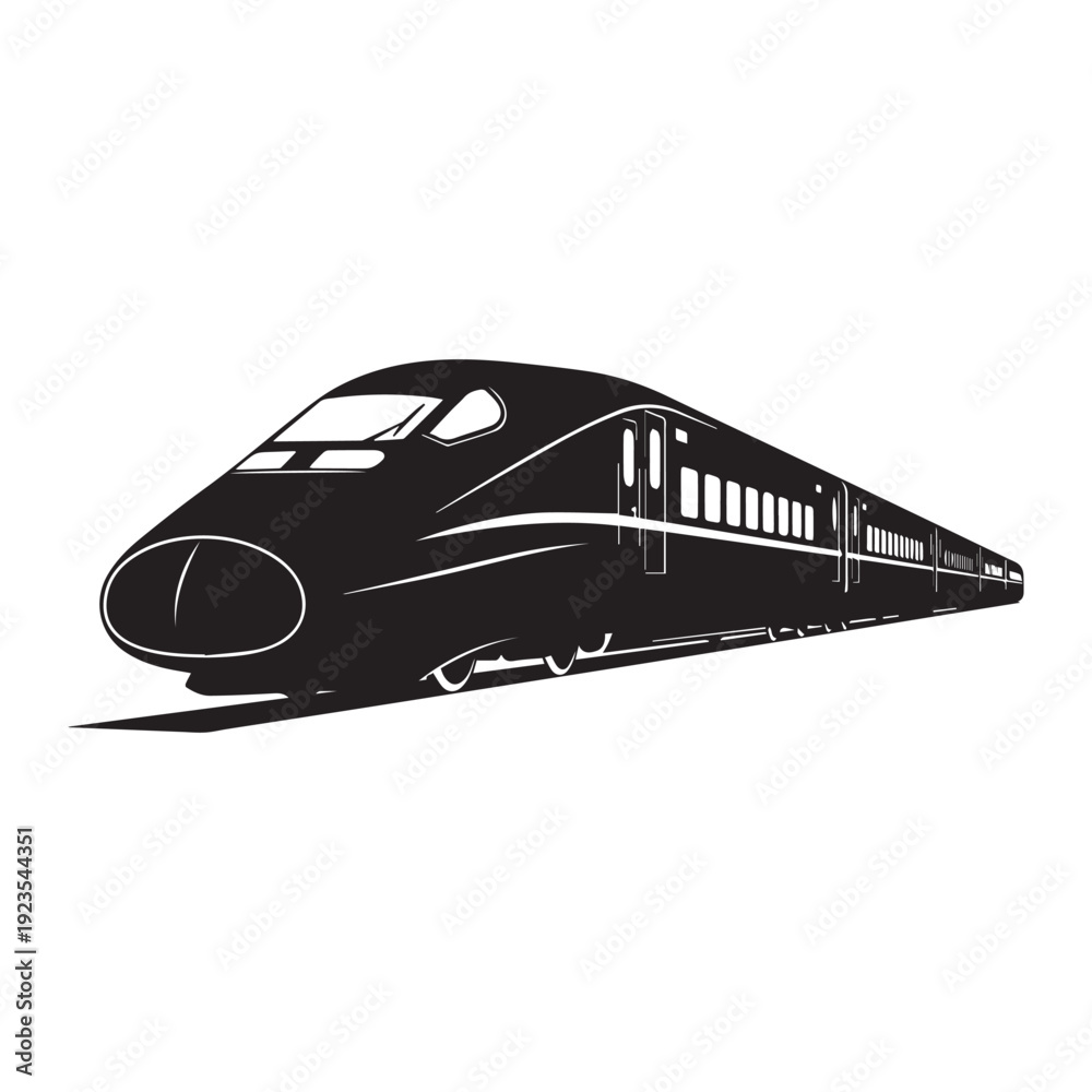 Fototapeta premium Modern high-speed train Icon Silhouette vector black on a white background
