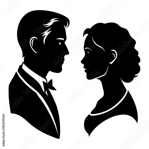 Victorian Style Cameo Portrait Silhouette Design.