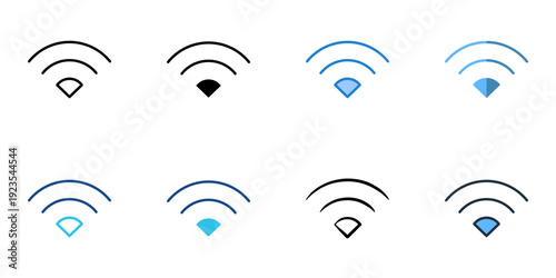 Wi-Fi icons set multiple style collection. Editable stroke 
