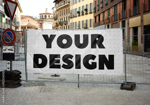 Mockup Of Customized Horizontal Banner In City