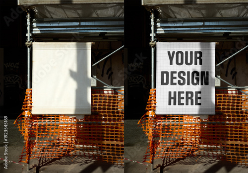 Mockup Of Customized Vertical Sign By Building