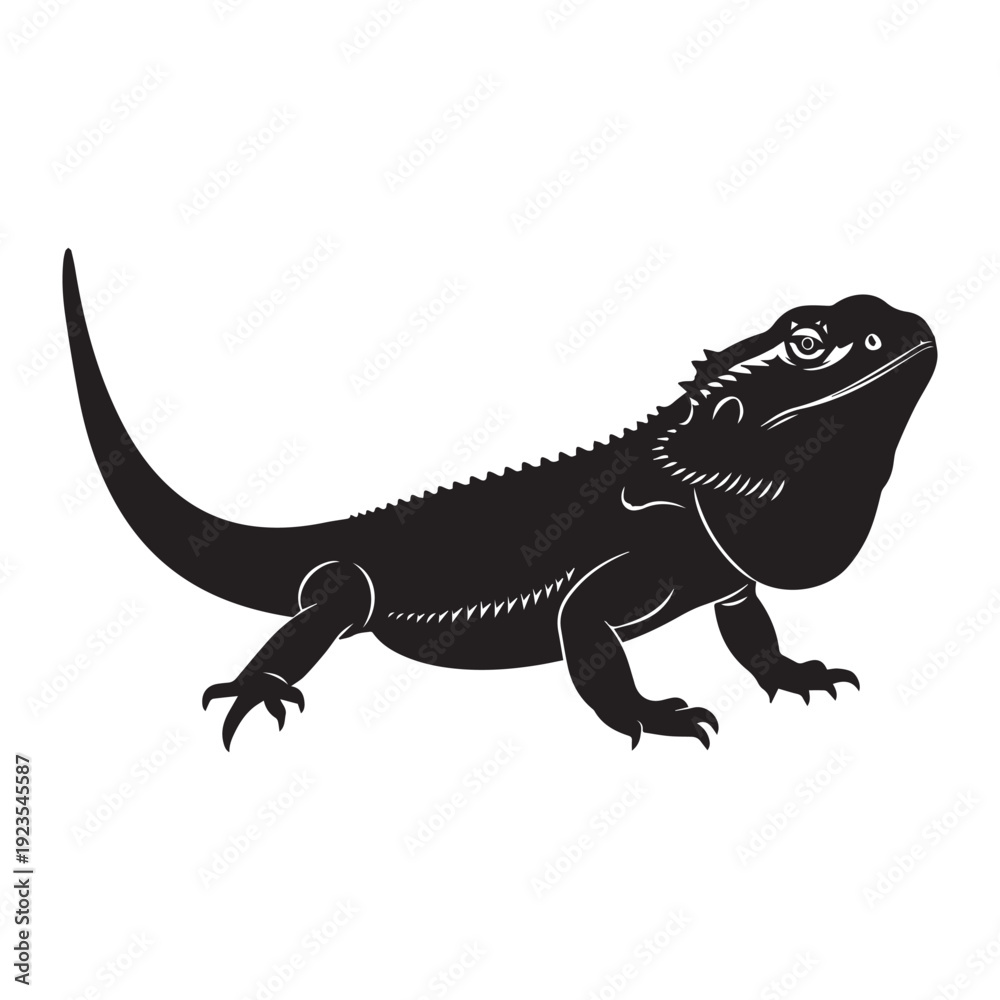Obraz premium Dynamic bearded dragon Icon Silhouette vector black on a white background