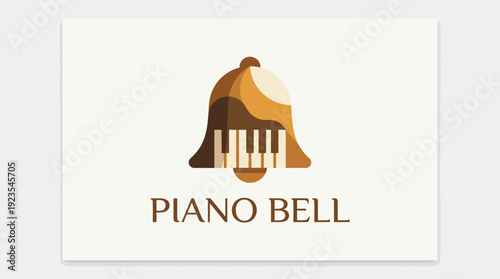 A creative logo design featuring a piano bell symbol, combining music and art through shapes, embodying the essence of sound and harmony in a unique visual way.