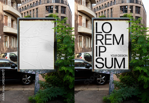 Mockup Of Customizable Vertical Sign By Building