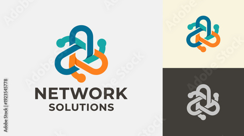This image features a stylized logo representing network solutions, combining vibrant colors and interconnected shapes for a modern, tech-savvy appearance.