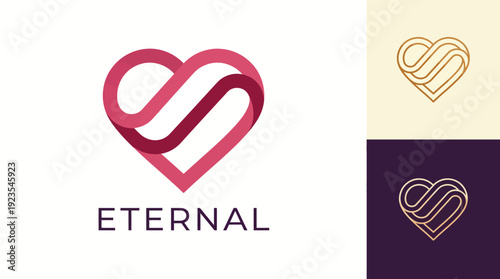 This logo represents a heart intertwined with flowing lines, symbolizing love, connection, and infinity. Suitable for a brand focused on relationships and care.