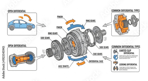 Car Transmission Parts Diagram Illustration.