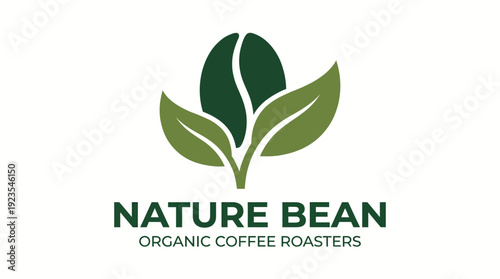 This logo design for Nature Bean features coffee beans combined with leaves, symbolizing organic coffee roasters, ideal for brands emphasizing quality and sustainability.