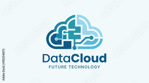 The DataCloud logo features an abstract cloud design intertwined with modern circuit elements, highlighting the technology and innovation in cloud data solutions and services.