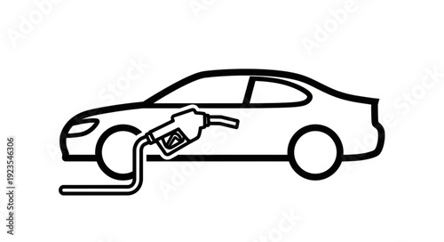 Car Refueling with Gasoline Pump.