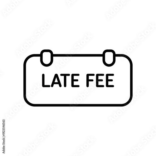 Clean and professional late fee stamp design with bold text and circular handles, ideal for invoices, documents, and financial notices.
