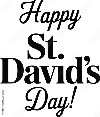 St. David’s Day Festive Text Illustration