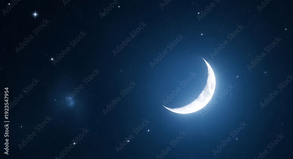 Naklejka premium Crescent Moon in Dark Space.