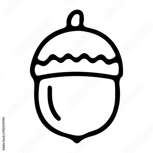 Hand-Drawn Acorn Outline Icon