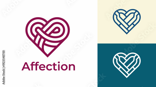 A beautifully intertwined heart logo representing affection, connection, and love, suitable for businesses focusing on emotional well-being and relationship services.