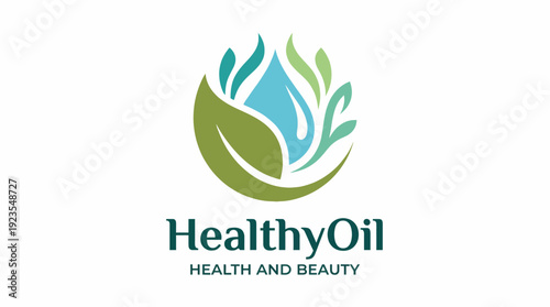 This logo concept features a combination of leaves and water, symbolizing health, nature, and beauty, perfect for a wellness brand focused on natural products.