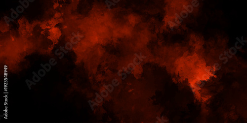 Abstract grunge red and black powder explosion cloud on black background. dark red smoke Like cloud wave effect on black. dark fire flame grunge texture background. toned fiery red sky.