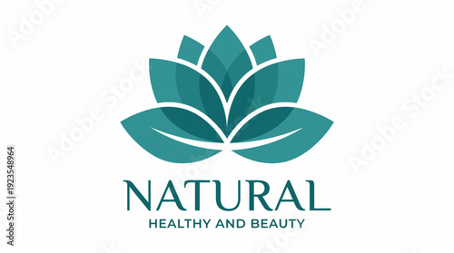 The logo presents a stylized lotus flower, symbolizing natural health and beauty, perfect for organic skincare brands aiming to connect with consumers seeking purity.