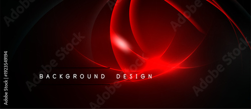 Abstract red design. Dynamic curves create glowing effect over black background. Modern, elegant visual presentation.