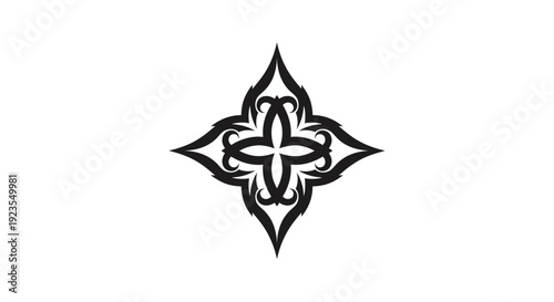 Ornate Black Tribal Tattoo Design Vector Art