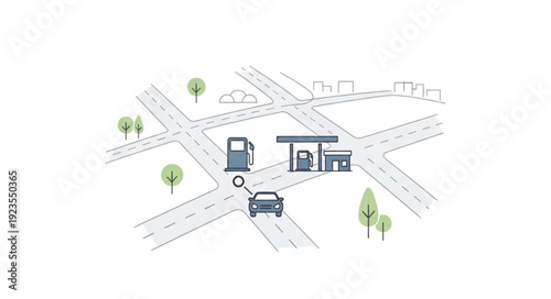 City Map with Buildings and Vehicles.