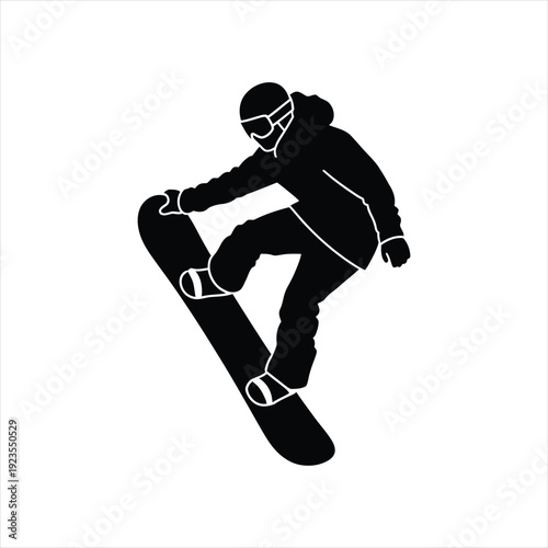 Skateboarder silhouette vector with active fun people and winter sports elements