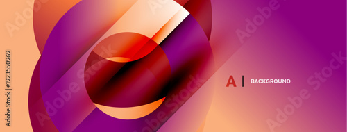 Abstract vibrant layers create dynamic visual effect. Orange, purple, red hues blend seamlessly. Modern design element.