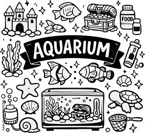 Aquarium Illustration with Fish.