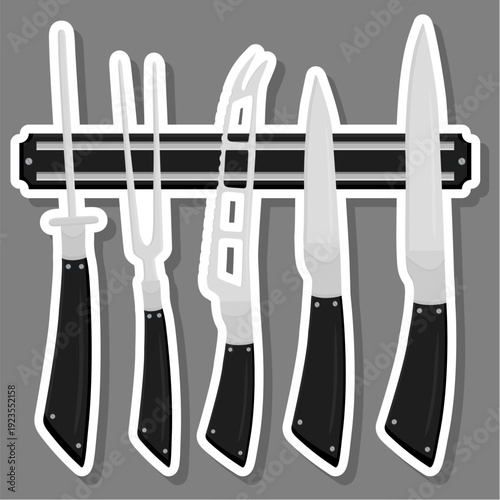 set different types knife different size for butcher