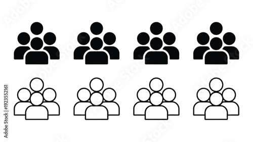  groups of people with varying sizes and formations