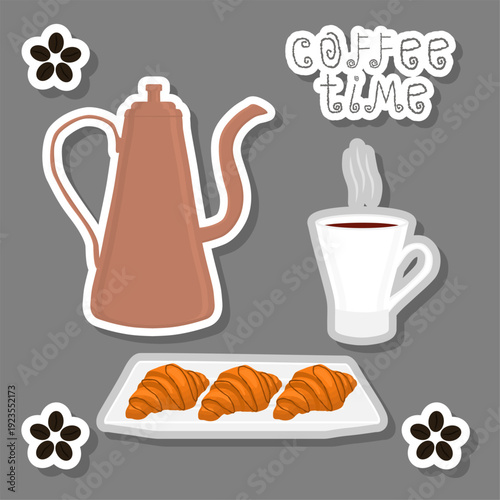 Theme of white ceramic cup of hot coffee