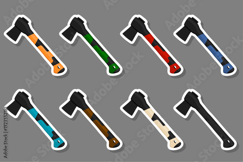 big kit steel axes with wooden handle