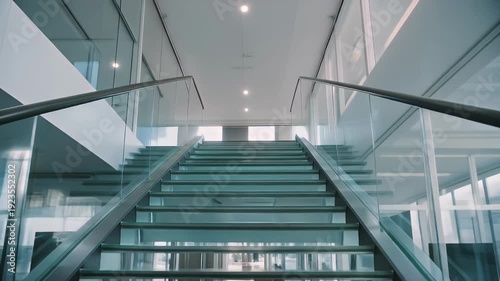 Wallpaper Mural Stairs Modern Glass Staircase in Bright Contemporary Office Interior Space Torontodigital.ca