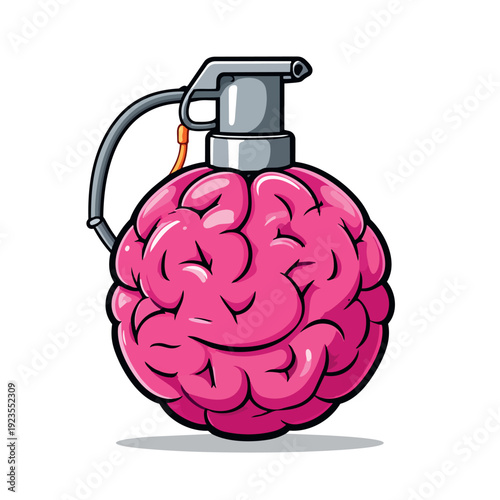 Creative Concept of Brain Explosion and Mental Power Grenade Illustration