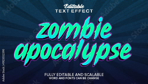 zombie apocalypse text effect 3d style vector editable