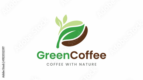 This logo showcases an innovative design that combines coffee and nature, featuring a coffee bean intertwined with leaves to create a fresh and organic feel for the brand.