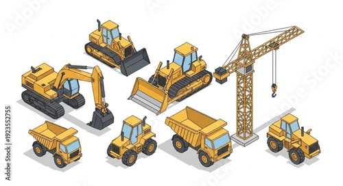 Collection of Yellow Construction Vehicles.