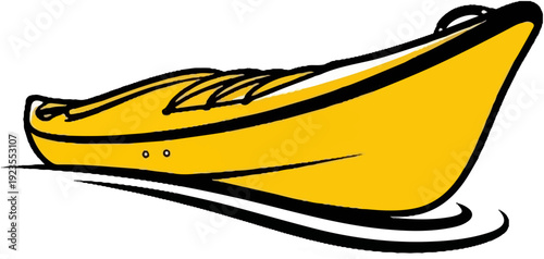 A bright yellow kayak floats on wavy water