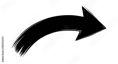 A black arrow with a brush stroke texture pointing to the right and slightly upwards.