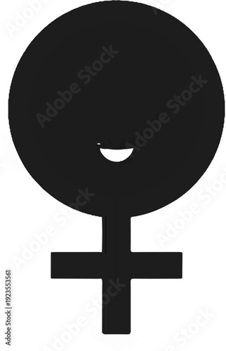 A black Venus symbol against a white background, representing femininity