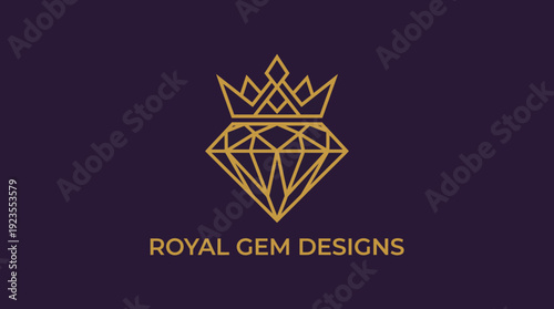 This logo showcases a diamond encased in a regal crown, symbolizing luxury, craftsmanship, and exquisite design, ideal for high-end jewelry or fashion brands.