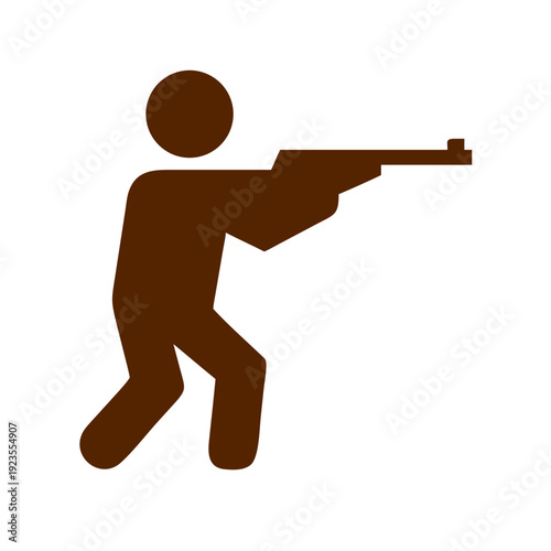Person Aiming a Rifle Brown Silhouette Target Practice Vector Icon