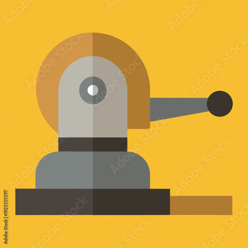Industrial Angle Grinder Machine Flat Design Illustration on Yellow Background