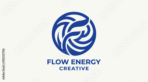 This logo represents the concept of flow in energy, utilizing abstract shapes to symbolize creativity, movement, and the seamless connection of power in a visually striking manner.